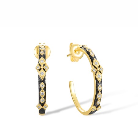 Sterling Silver w/ Yellow Black Plating Earrings White Cubic Zirconia (E317718WCZSC925)