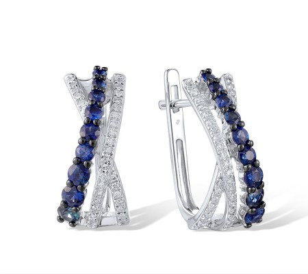 14KWB Earrings Diamond,Blue Sapphire (E317752SAP14KWB)