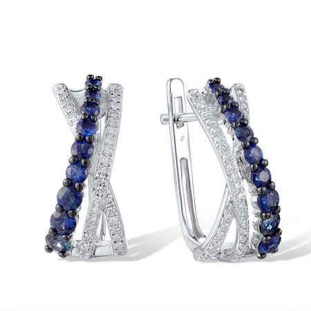 14KWB Earrings Diamond,Blue Sapphire (E317752SAP14KWB)