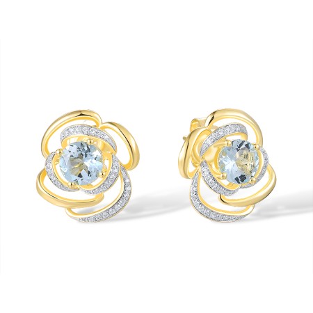 14KYW Earrings Blue Topaz (Sky Blue),Diamond (E317823BKT14KYW)