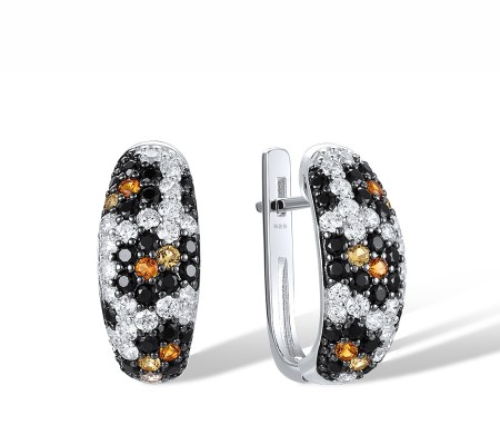 Sterling Silver w/ Black White Plating Earrings Black spinel,White Cubic Zirconia,Yellow Nano Cubic Zirconia (Ci (E317845YBNZSK925)