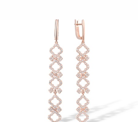 Sterling Silver w/ Rose Plating Earrings White Cubic Zirconia (E317851WCZSR925)