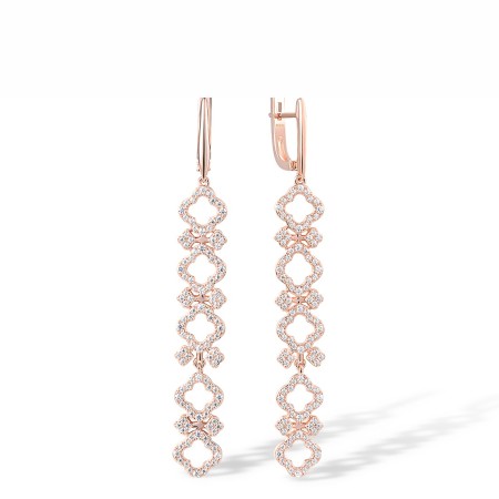 Sterling Silver w/ Rose Plating Earrings White Cubic Zirconia (E317851WCZSR925)