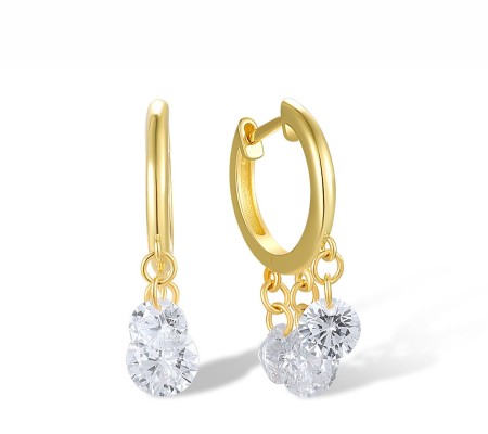 Sterling Silver w/ Yellow Plating Earrings White Cubic Zirconia (E317891WCZSY925)