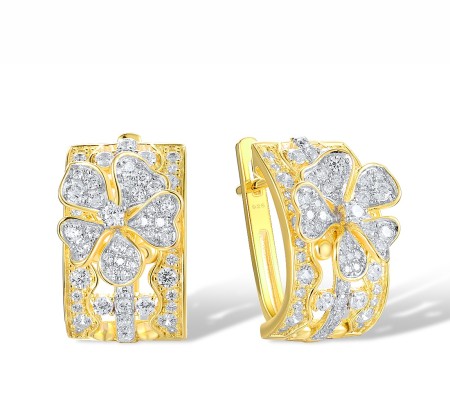 Sterling Silver w/ IONIC YELLOW PLATING Earrings White Cubic Zirconia (E317901WCZSP925)