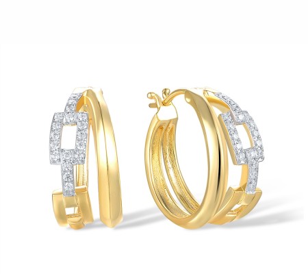 Sterling Silver w/ IONIC YELLOW PLATING Earrings White Cubic Zirconia (E317903WCZSP925)