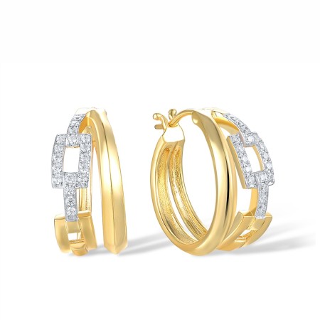 Sterling Silver w/ IONIC YELLOW PLATING Earrings White Cubic Zirconia (E317903WCZSP925)