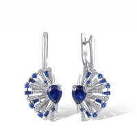 Sterling Silver Earrings Blue Nano Cubic Zirconia,Blue Spinel,White Cubic Zirconia (E317919BNBZSL925)