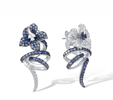Sterling Silver w/ Black White Plating Earrings Blue Nano Cubic Zirconia,Blue Spinel,White Cubic Zirconia (E318053BNBZSK925)