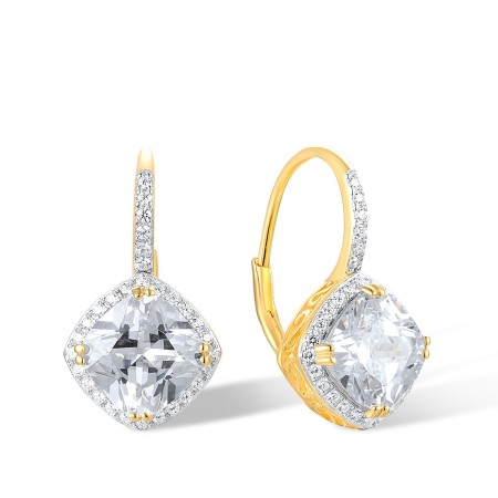 Sterling Silver w/ IONIC YELLOW PLATING Earrings White Cubic Zirconia (E318065WCZSP925)