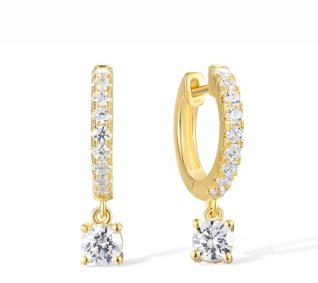 Sterling Silver w/ Yellow Plating Earrings White Cubic Zirconia (E318066WCZSY925)