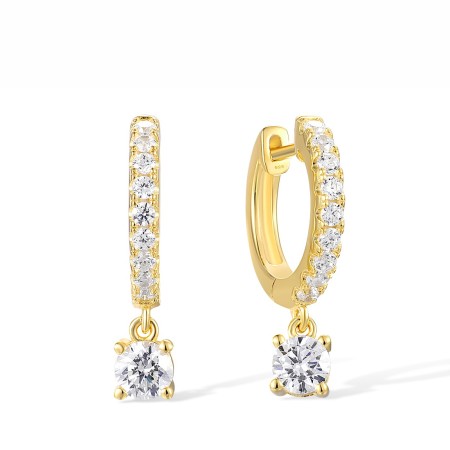 Sterling Silver w/ Yellow Plating Earrings White Cubic Zirconia (E318066WCZSY925)