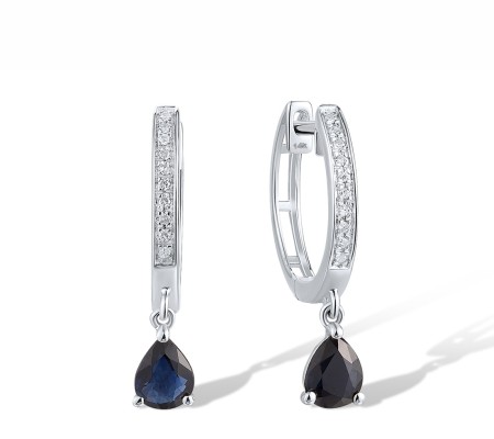 14KW Earrings Blue Sapphire,Diamond (E318068SAP14KW)