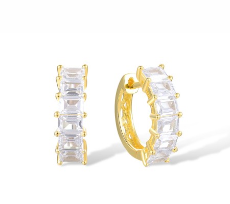 Sterling Silver w/ Yellow Plating Earrings White Cubic Zirconia (E318072WCZSY925)