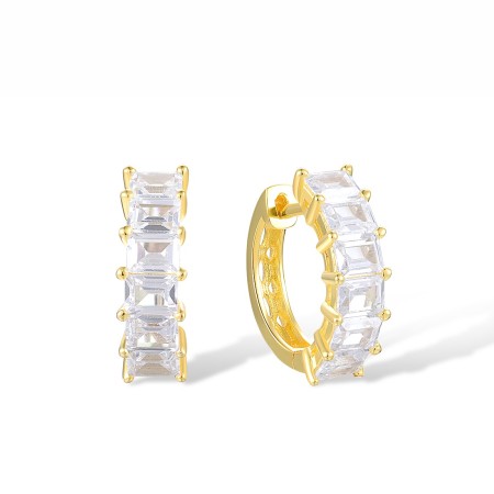 Sterling Silver w/ Yellow Plating Earrings White Cubic Zirconia (E318072WCZSY925)