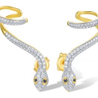 Sterling Silver w/ IONIC YELLOW PLATING Earrings Blue Nano Cubic Zirconia,White Cubic Zirconia (E318085BZZSP925)