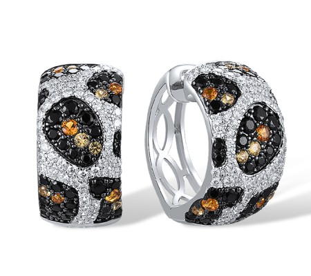 Sterling Silver w/ Black White Plating Earrings Black spinel,White Cubic Zirconia,Yellow Nano Cubic Zirconia (Ci (E318087YBNZSK925)