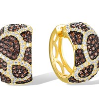 Sterling Silver w/ Yellow Black Plating Earrings Nano Brown Spinel,White Cubic Zirconia (E318088NBZSC925)