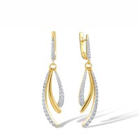Sterling Silver w/ IONIC YELLOW PLATING Earrings White Cubic Zirconia (E318095WCZSP925)
