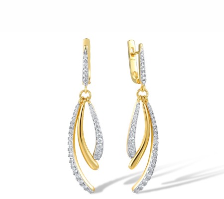 Sterling Silver w/ IONIC YELLOW PLATING Earrings White Cubic Zirconia (E318095WCZSP925)