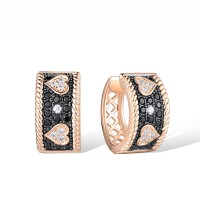 Sterling Silver w/ Rose Black Plating Earrings Black spinel,White Cubic Zirconia (E318107BSNZSD925)