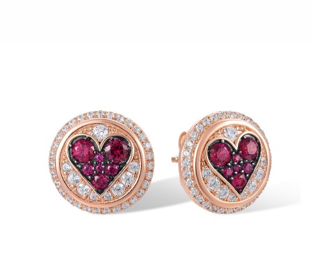 Sterling Silver w/ Rose Black Plating Earrings Created Ruby,White Cubic Zirconia (E318140CRZSD925)