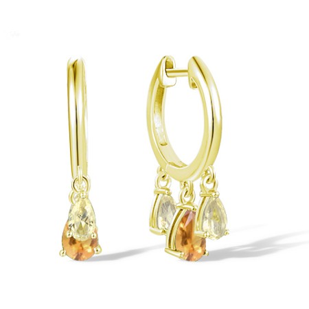 Sterling Silver w/ Yellow Plating Earrings Yellow Glass (E318147YEGSY925)