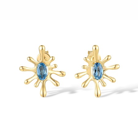 14KY Earrings Blue Topaz (Swiss Blue) (E318169BLT14KY)