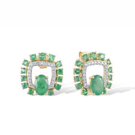 14KYW Earrings Diamond,Emerald (E318220EMR14KYW)