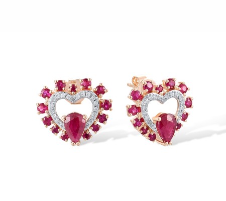 14KRW Earrings Diamond,Ruby (E318221RUY14KRW)