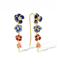 Sterling Silver w/ Yellow Plating Earrings Enamel,White Cubic Zirconia (E318226ENASY925)