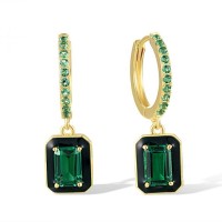 Sterling Silver w/ Yellow Plating Earrings Enamel,Green Spinel (E318230ENASY925)