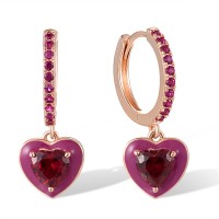 Sterling Silver w/ Rose Plating Earrings Created Ruby,Enamel (E318231ENASR925)