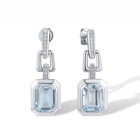 14KW Earrings Blue Topaz (Sky Blue),Diamond (E318237BKT14KW)