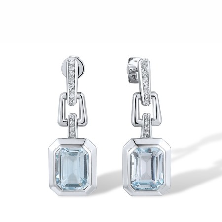 14KW Earrings Blue Topaz (Sky Blue),Diamond (E318237BKT14KW)