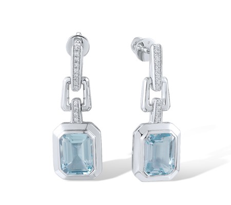14KW Earrings Blue Topaz (Sky Blue),Diamond (E318237BKT14KW-SR)