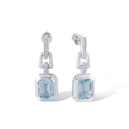 14KW Earrings Blue Topaz (Sky Blue),Diamond (E318237BKT14KW-SR)