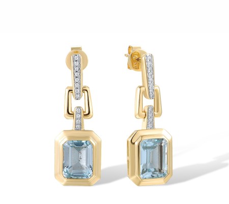 14KYW Earrings Blue Topaz (Sky Blue),Diamond (E318237BKT14KYW)