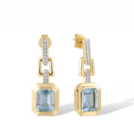 14KYW Earrings Blue Topaz (Sky Blue),Diamond (E318237BKT14KYW)