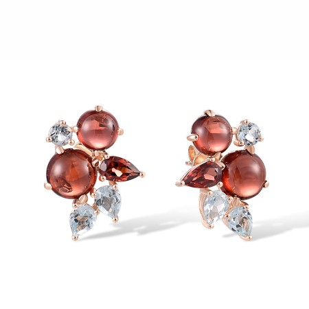 14KR Earrings Blue Topaz (Sky Blue),Garnet (E318243GBK14KR)