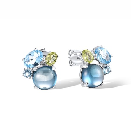 14KW Earrings Blue Topaz (Swiss Blue),London Blue Topaz,Peridot (E318244BLLP14KW)