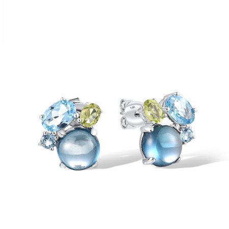 14KW Earrings Blue Topaz (Swiss Blue),London Blue Topaz,Peridot (E318244BLLP14KW)