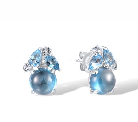 14KW Earrings Blue Topaz (Sky Blue),Blue Topaz (Swiss Blue),London Blue Topaz (E318245BKLT14KW)