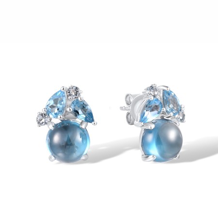 14KW Earrings Blue Topaz (Sky Blue),Blue Topaz (Swiss Blue),London Blue Topaz (E318245BKLT14KW)