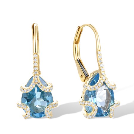 14KY Earrings Blue Topaz (Swiss Blue),Diamond (E318247BLT14KY)
