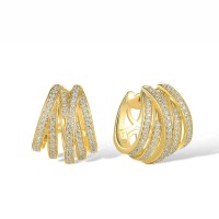 Sterling Silver w/ Yellow Plating Earrings White Cubic Zirconia (E318249WCZSY925)