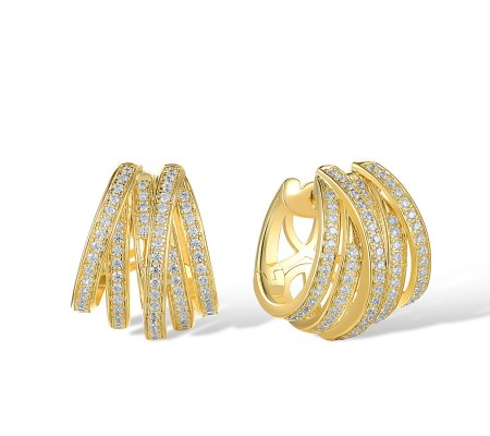 Sterling Silver w/ Yellow Plating Earrings White Cubic Zirconia (E318249WCZSY925)