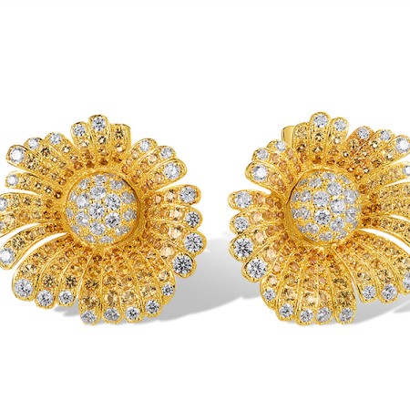 Sterling Silver w/ Yellow Plating Earrings White Cubic Zirconia,Yellow Nano Crystal (E318360YWZSY925)