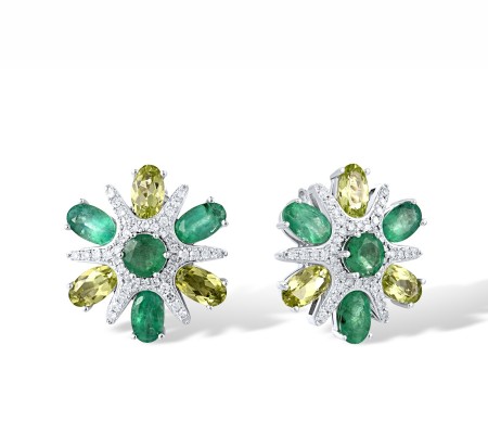 14KW Earrings Diamond,Emerald,Peridot (E318380EPR14KW)