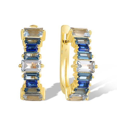 Sterling Silver w/ Yellow Plating Earrings Blue Spinel (E318416BLNSY925)